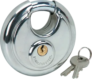 Stainless Steel Disc Padlock Keys PNG Image