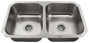 Stainless Steel Double Bowl Sink PNG Image