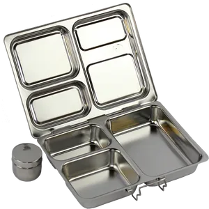 Stainless Steel Tiffin Box Open PNG Image