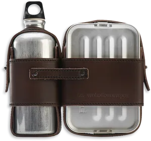 Stainless Steel Tiffin Boxand Water Bottle PNG Image