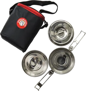 Stainless Steel Tiffin Boxwith Insulated Bag PNG Image