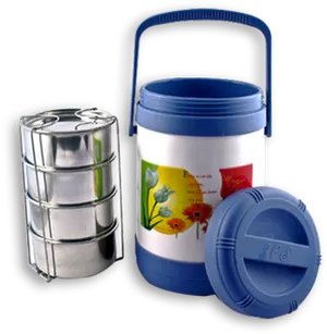 Stainless Steeland Insulated Tiffin Boxes PNG Image