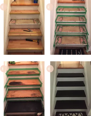 Staircase_ Renovation_ Progress_ Collage PNG Image