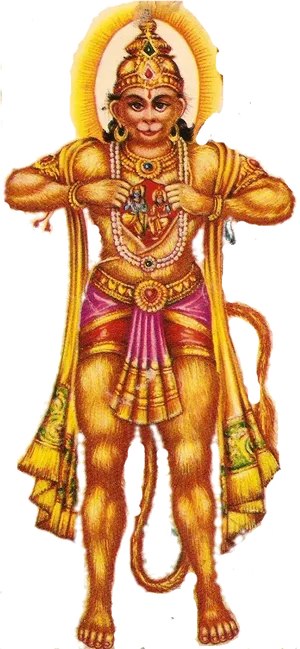 Standing Hanuman Traditional Artwork PNG Image