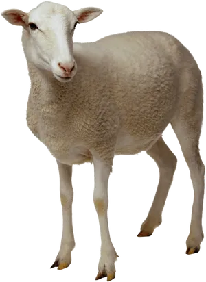 Standing White Sheep Isolated PNG Image