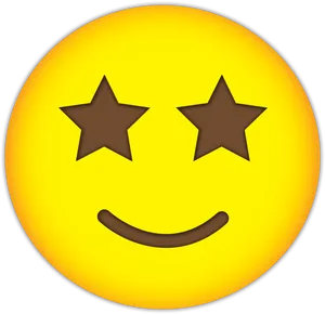 Star Eyed Smiley Face Emoji PNG Image