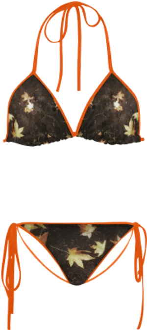 Star Patterned Bikiniwith Orange Straps PNG Image