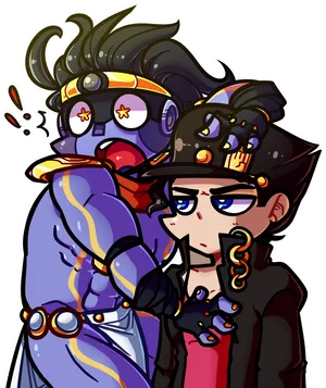 Star Platinumand Jotaro Chibi Artwork PNG Image