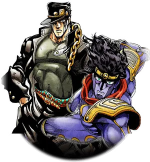 Star Platinumand Jotaro Kujo Illustration PNG Image