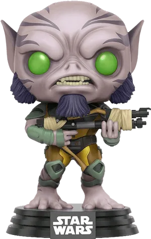 Star Wars Green Eyed Alien Figurewith Blaster PNG Image