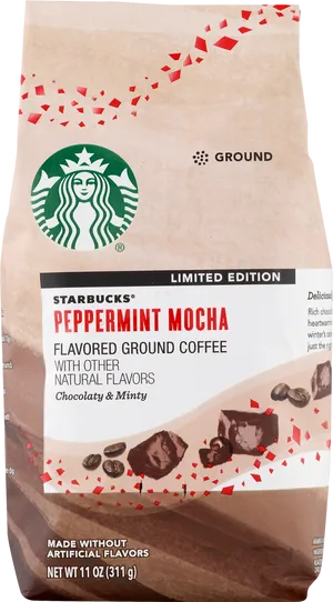 Starbucks Peppermint Mocha Ground Coffee Limited Edition PNG Image