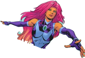 Starfire Flying Action Pose PNG Image