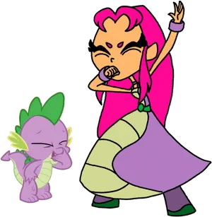 Starfire Singing Beast Boy Displeased PNG Image