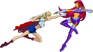 Starfire_vs_ Terra_ Animated_ Showdown PNG Image