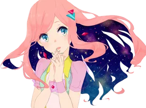 Starry Eyed Anime Girl PNG Image