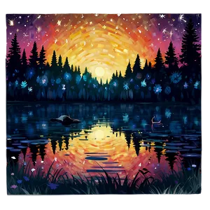 Starry Night Lake Life Png 54 PNG Image