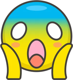 Startled Yellow Cartoon Face PNG Image