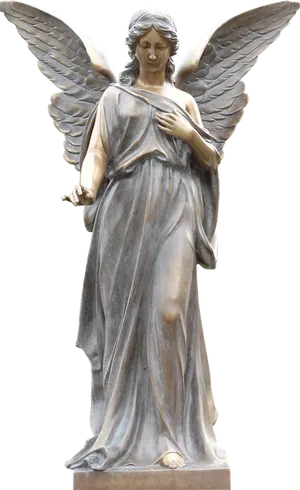 Statueof Angelwith Spread Wings PNG Image