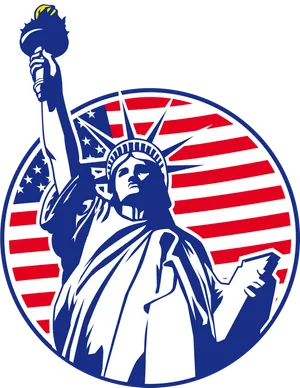 Statueof Liberty American Flag Background PNG Image