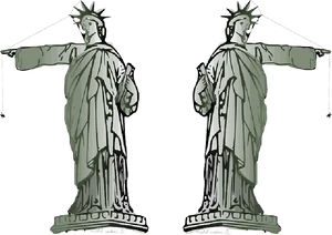 Statueof Liberty Twin Illustration PNG Image