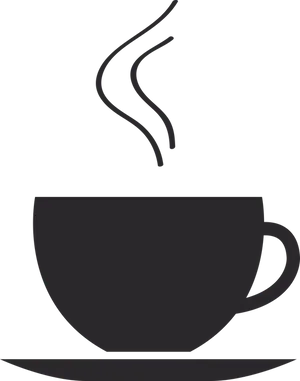 Steaming Coffee Cup Silhouette PNG Image