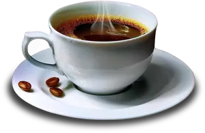 Steaming Coffee Cupwith Beans.png PNG Image