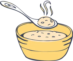 Steaming Oatmeal Bowl Cartoon PNG Image