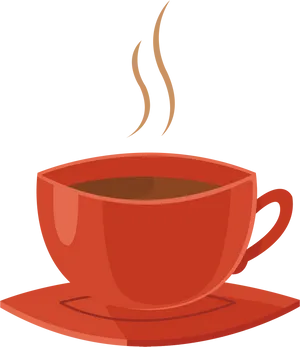 Steaming Red Coffee Cup Vector PNG Image