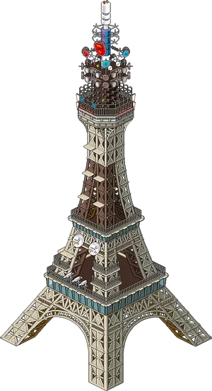 Steampunk Eiffel Tower Illustration PNG Image