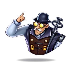 Steampunk Inventor Cartoon Character Png 24 PNG Image