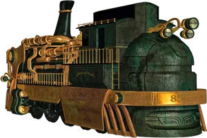 Steampunk Style Train Illustration PNG Image