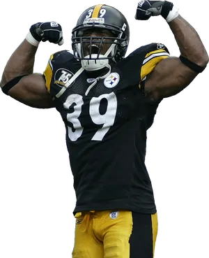 Steelers Player Flexing Muscles PNG Image