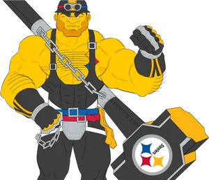 Steelers Themed Superhero Illustration PNG Image