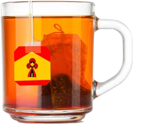 Steeping Tea Bagin Glass Mug PNG Image