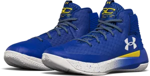 Steph Curry Blue Yellow Basketball Shoes PNG Image