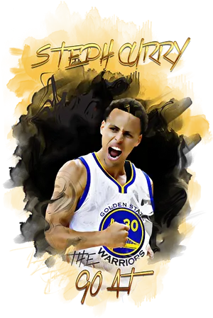 Steph Curry Golden State Warriors Artwork PNG Image