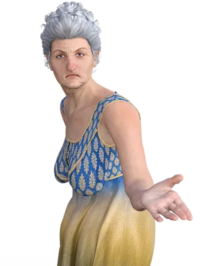 Stern Grandmother3 D Character PNG Image