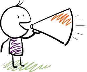 Stick Figure Megaphone Announcement PNG