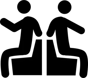 Stick Figure People Seated Side By Side PNG Image