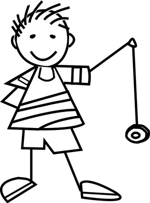 Stick Figure Playing With Yo Yo PNG Image