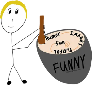 Stick Figure Stirring Funny Cauldron PNG Image