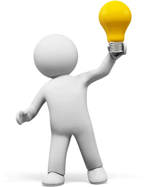 Stickman_ Holding_ Lightbulb_ Idea_ Concept PNG Image