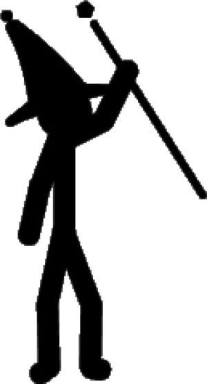 Stickman Holding Umbrella Silhouette PNG Image