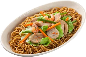 Stir Fried Noodleswith Shrimpand Vegetables PNG Image