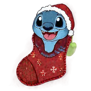 Stitch With Christmas Stocking Png Heb69 PNG Image