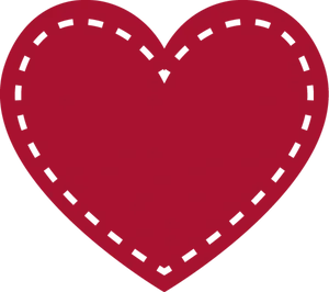 Stitched Red Heart Clipart PNG Image