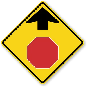 Stop Sign Ahead Warning Road Sign PNG Image