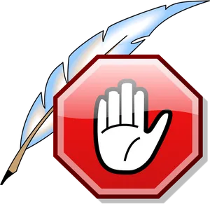 Stop Signwith Feather Illustration PNG Image