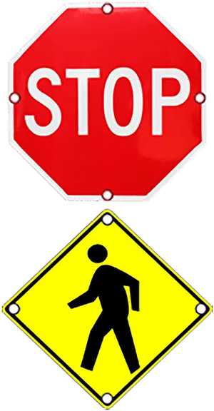 Stopand Pedestrian Crossing Signs PNG Image