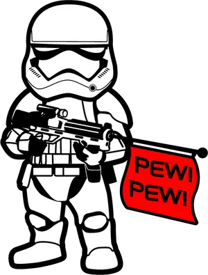 Stormtrooper Pew Pew Flag Illustration PNG Image